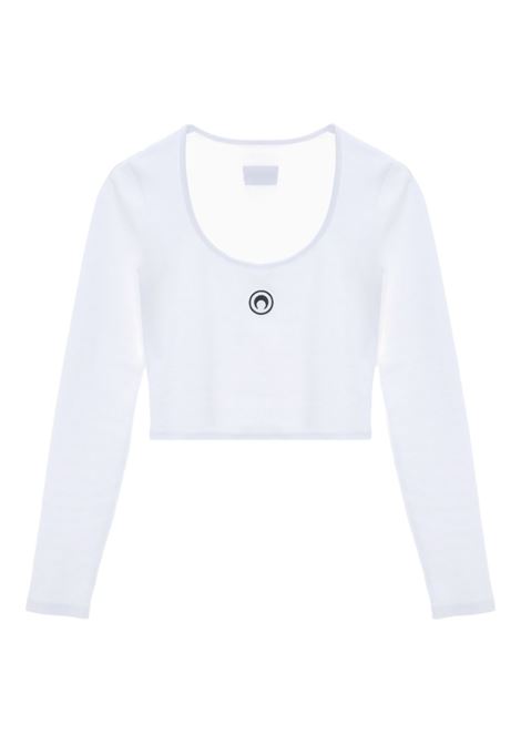 moon logo jersey ls roundneck top woman white MARINE SERRE | WTT033ACJER0011WH10